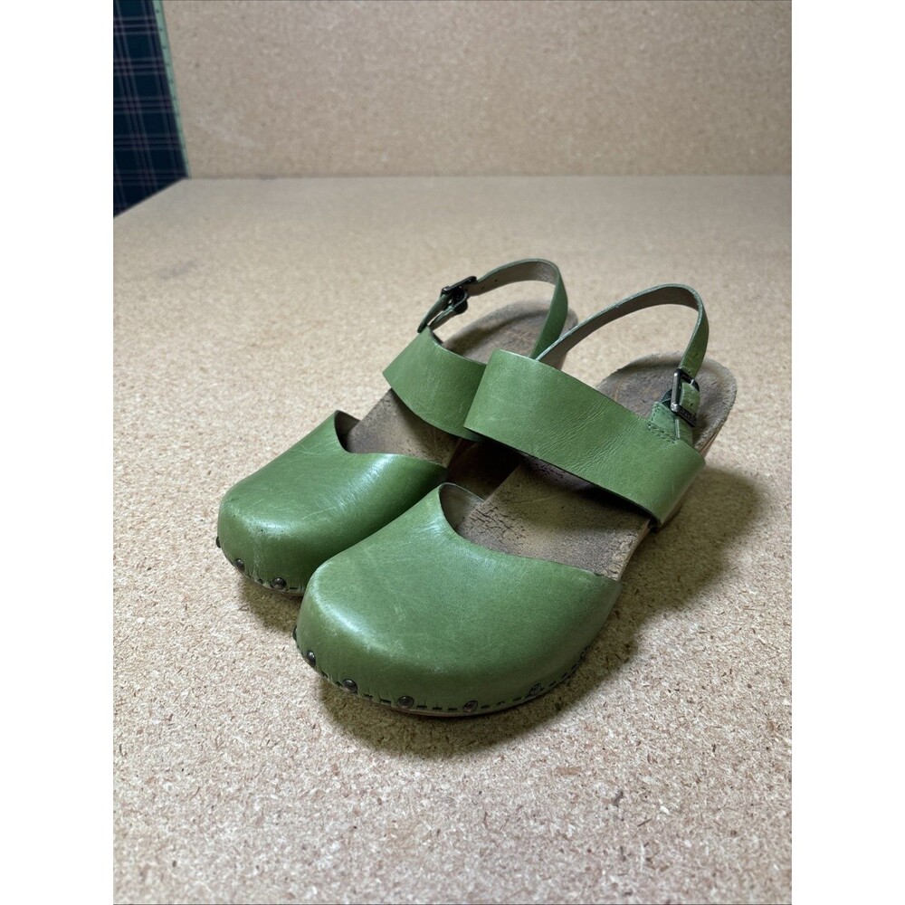 Dansko Green Leather Clogs with Slingback Strap
